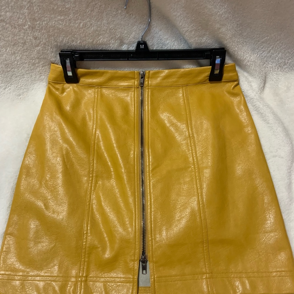 Moon River Mustard Leather Skirt; Size: Small